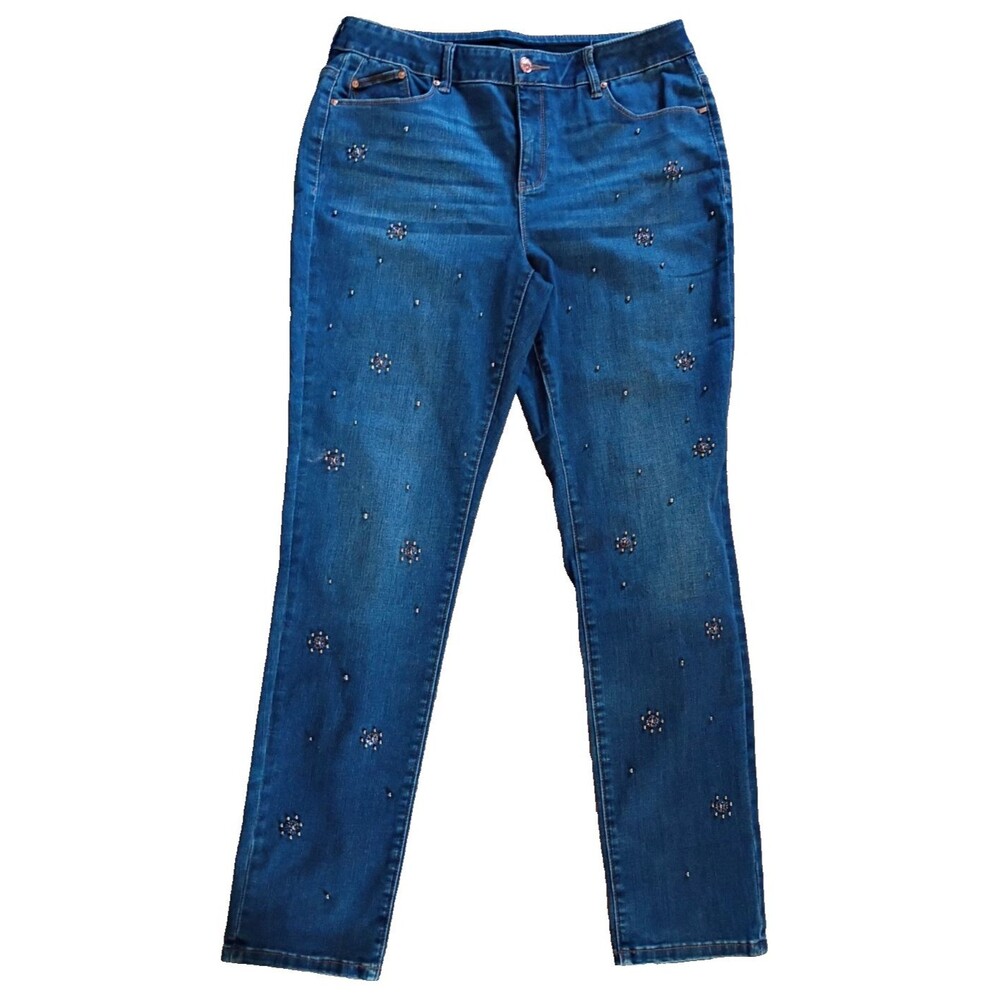 Chico's  Secret Stretch Scattered Starburst Studded Jeans Size 2 or US 12